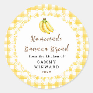 Adesivo Redondo Rótulo de Pão de Banana Caseiro