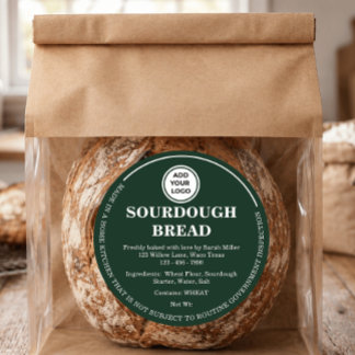 Adesivo Redondo Rótulo de Pão Sourdough Cottage Adicionar Logotipo