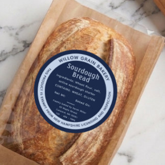 Adesivo Redondo Rótulo de Pão Sourdough Cottage Blue de New Hampsh