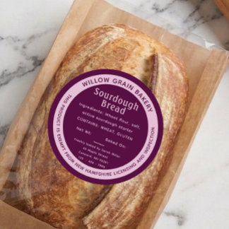 Adesivo Redondo Rótulo de Pão Sourdough Cottage Purple de New Hamp