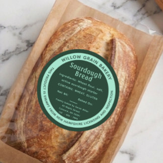 Adesivo Redondo Rótulo de Pão Sourdough da Cabana Verde de New Ham