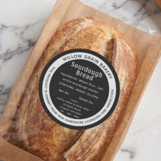 Adesivo Redondo Rótulo de Pão Sourdough Grey Cottage de New Hampsh