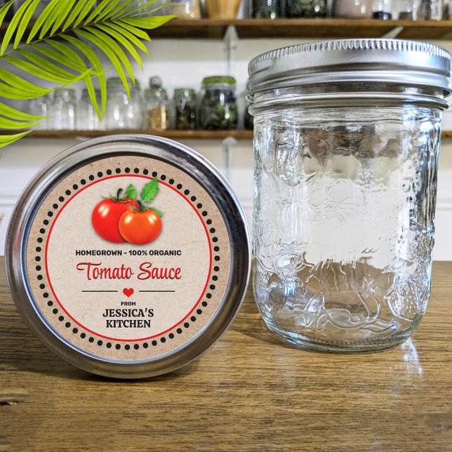 Adesivo Redondo Rótulo de papel kraft para conserva de tomates (Criador carregado)