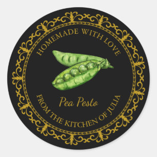 Adesivo Redondo Rótulo de Pea Pesto Caseiro da Vintage