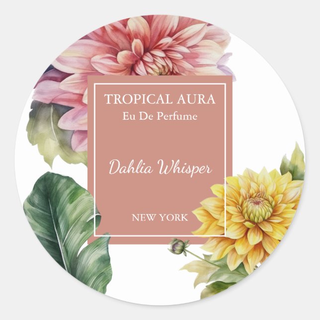 Adesivo Redondo Rótulo de Perfume Dahlia (Frente)