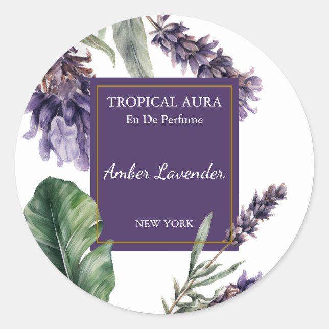 Adesivo Redondo Rótulo de Perfume Lavanda (Frente)