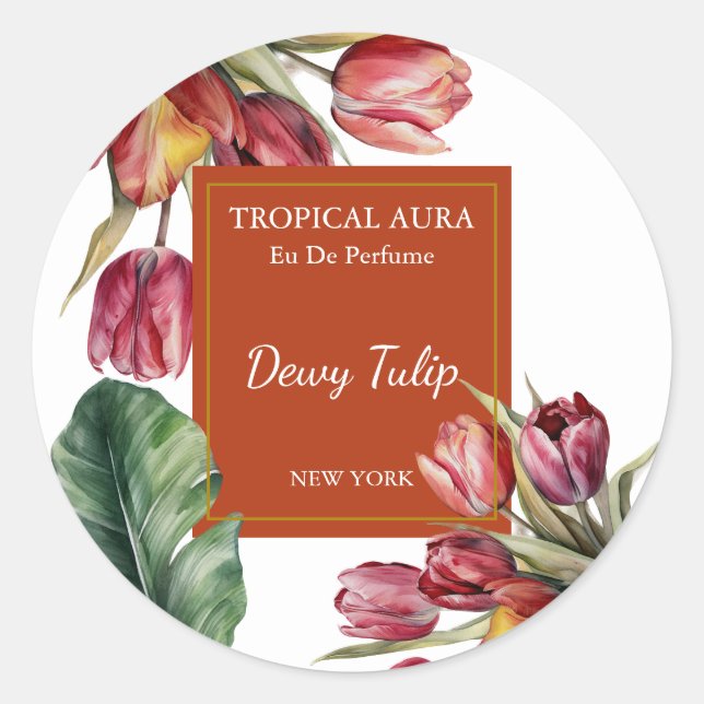Adesivo Redondo Rótulo de Perfume Tulipa (Frente)