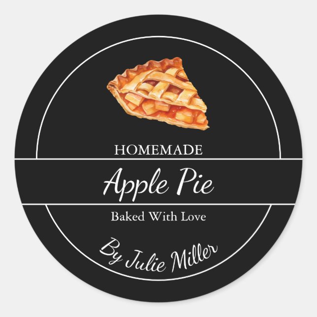 Adesivo Redondo Rótulo de pizza caseira simples (Frente)