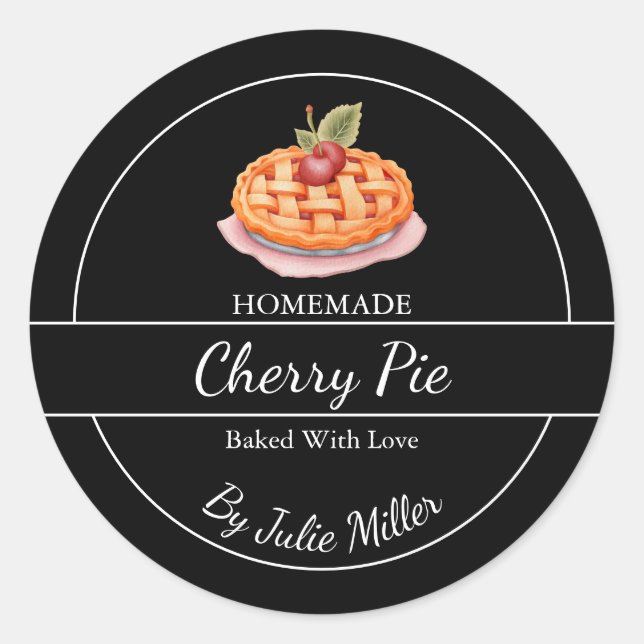 Adesivo Redondo Rótulo de pizza caseira simples (Frente)