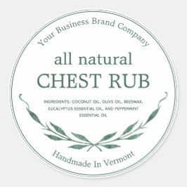 Adesivo Redondo Rótulo de Pomada do Eucalyptus Rub Salve Moderno