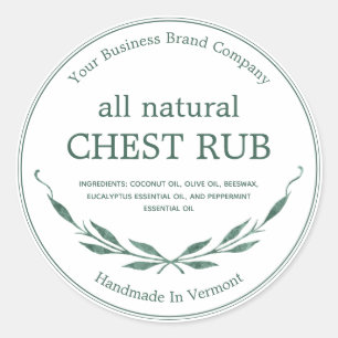 Adesivo Redondo Rótulo de Pomada do Eucalyptus Rub Salve Moderno