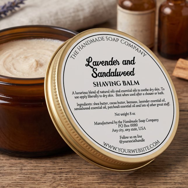 Adesivo Redondo Rótulo de Pote de Cosméticos Branco com Ingredient (Criador carregado)