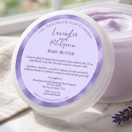 Adesivo Redondo Rótulo de Pote de Cosméticos em Folha Violeta e Vi