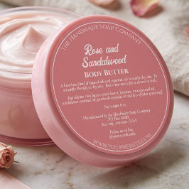 Adesivo Redondo Rótulo de Pote de Cosméticos Rosa Empoeirado c/ In