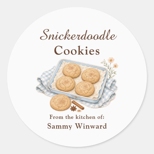 Adesivo Redondo Rótulo de Presente de Biscoito Snickerdoodle (Frente)