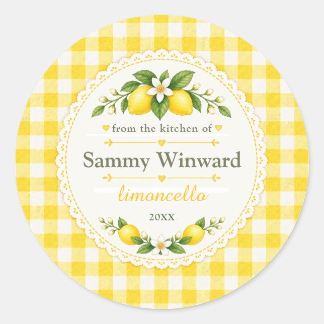 Adesivo Redondo Rótulo de Presente de Limoncello Caseiro (Frente)