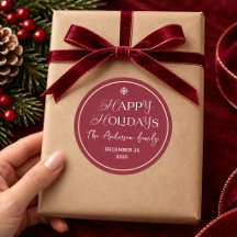 Rótulo de Presentes de Feliz Natal Burgundy Person