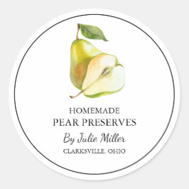Adesivo Redondo Rótulo de Preservação de Pear Homemade Simples