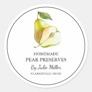 Adesivo Redondo Rótulo de Preservação de Pear Homemade Simples