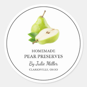 Adesivo Redondo Rótulo de Preservação de Pear Homemade Simples