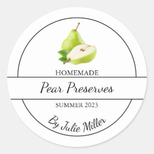 Adesivo Redondo Rótulo de Preservação de Pear Homemade Simples