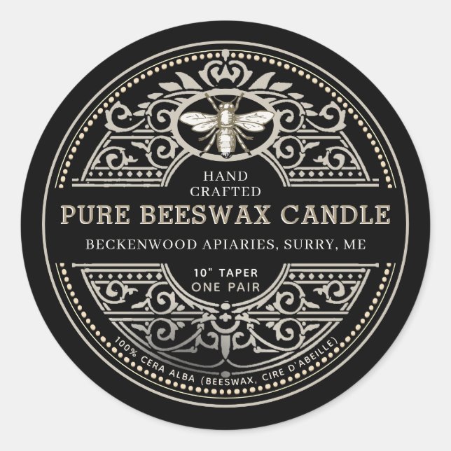 Adesivo Redondo Rótulo de Produto à Base de Beeswax Candle Heraldi (Frente)
