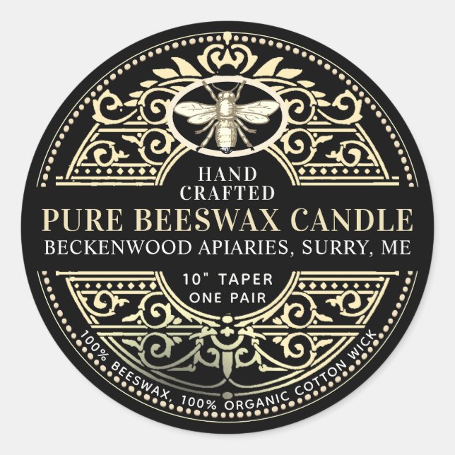 Adesivo Redondo Rótulo de Produto à Base de Beeswax Candle Heraldi (Frente)