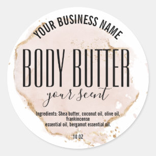 Adesivo Redondo rótulo de produto BODY BUTTER rosa corado