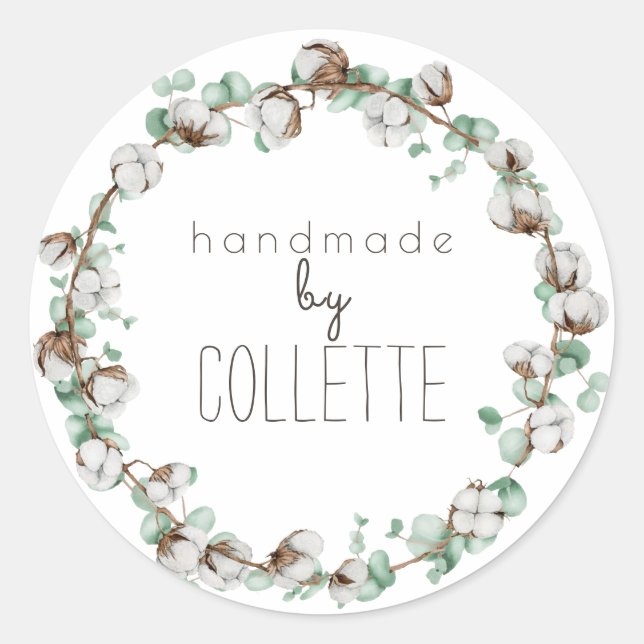 Adesivo Redondo Rótulo de Produto Botânico Rústico Simples (Frente)