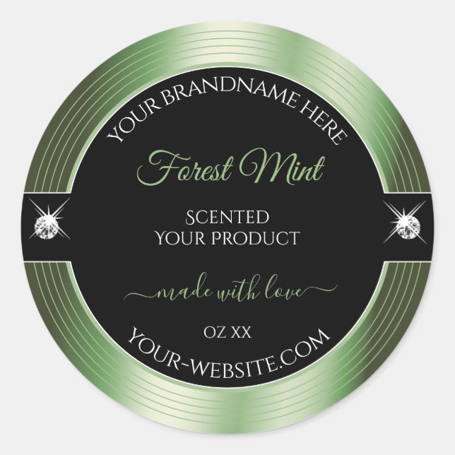 Adesivo Redondo Rótulo de produto Brilhantes verdes da Floresta Ne (Frente)