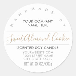 Adesivo Redondo Rótulo de Produto Castanho de Amêndoa Soap ou Vela