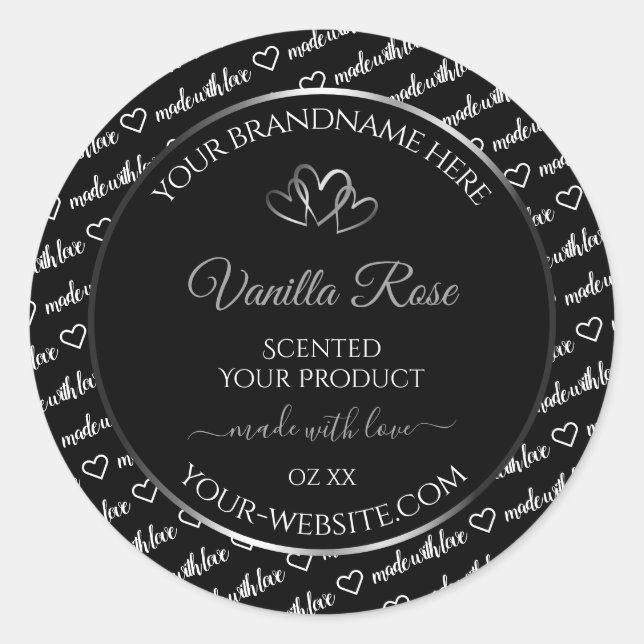 Adesivo Redondo Rótulo de Produto Cloud de Palavras Brancas Negra (Frente)