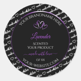 Adesivo Redondo Rótulo de Produto Cloud de Palavras Brancas Pretas