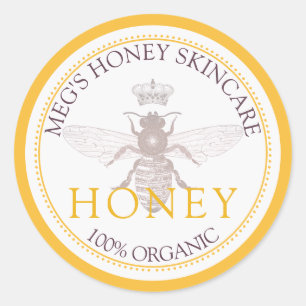 Adesivo Redondo Rótulo de produto da Honey Skincare Business