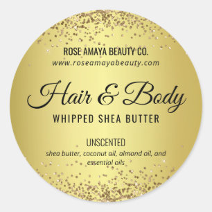 Adesivo Redondo Rótulo de Produto de Beleza Corpo Cabelo Dourado G
