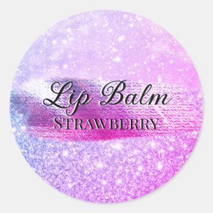Adesivo Redondo Rótulo de Produto de Beleza Luxuoso Glam Purple Pe