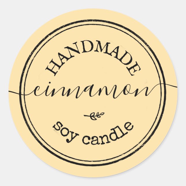 Adesivo Redondo Rótulo de Produto de Borda Preta com Letra Manual  (Frente)