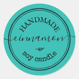 Adesivo Redondo Rótulo de Produto de Borda Preta com Letra Manual 