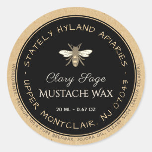 Adesivo Redondo Rótulo de produto de cera de abelhas manuscrita Kr