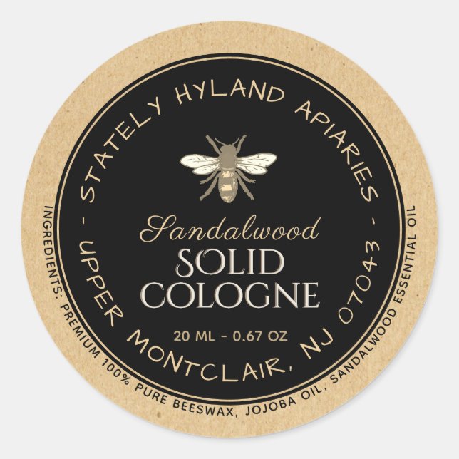 Adesivo Redondo Rótulo de produto de cera de abelhas manuscrita Kr (Frente)