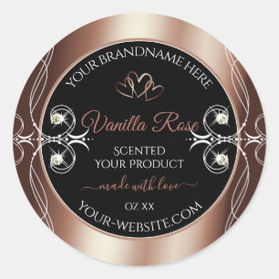 Adesivo Redondo Rótulo de Produto de Decor Shimmery em Black Rose