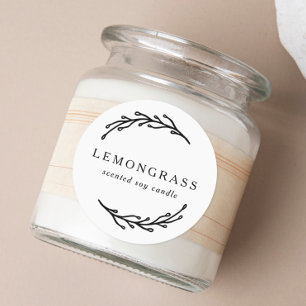 Adesivo Redondo Rótulo de Produto de Grinalda Botânica Elegante