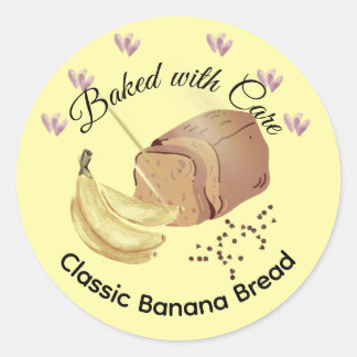Adesivo Redondo Rótulo de Produto de Padaria de Pão de Banana Clás