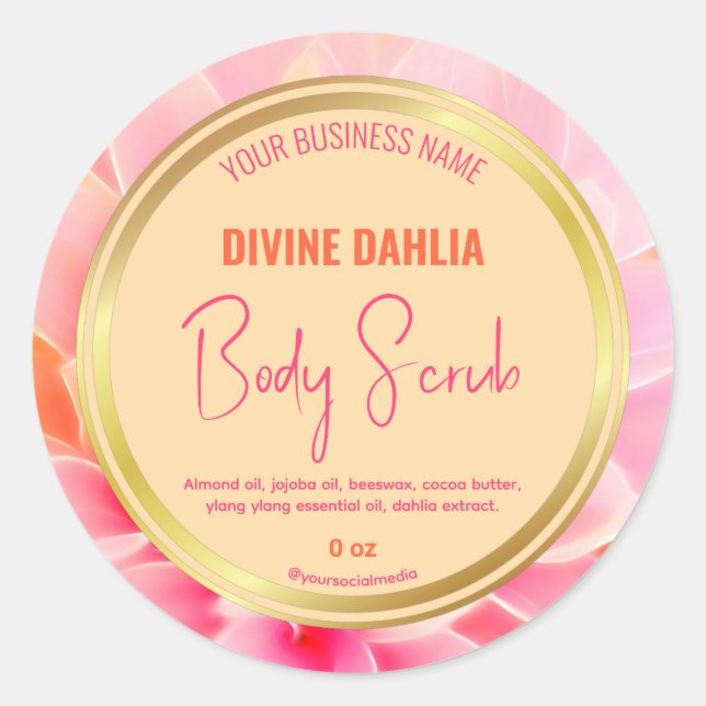 Adesivo Redondo Rótulo de Produto de Quadro Dourado  bege-rosa-cla (Frente)