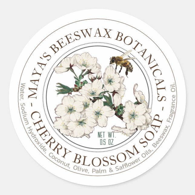 Adesivo Redondo Rótulo de Produto de Sabão Perfumado com Cera de A (Frente)