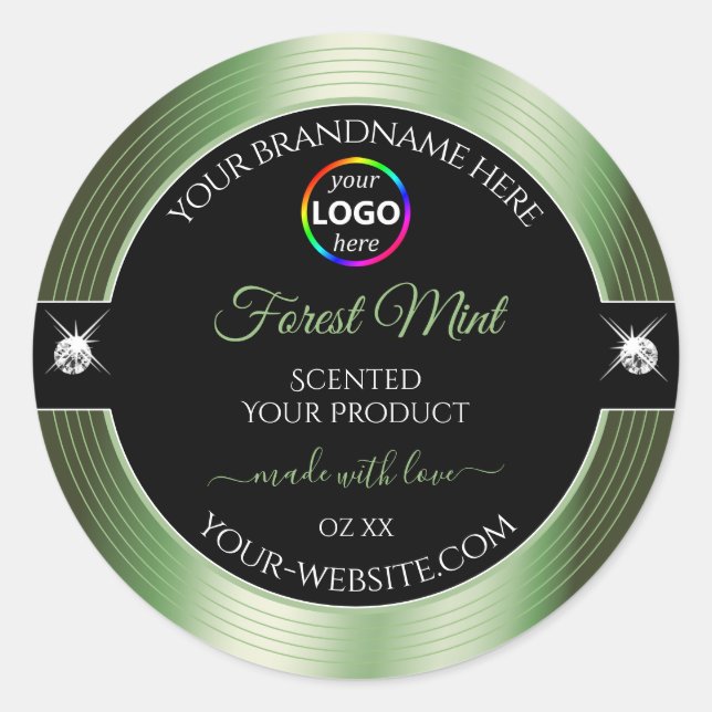 Adesivo Redondo Rótulo de Produto Deluxe Preto Brilhante com Logot (Frente)