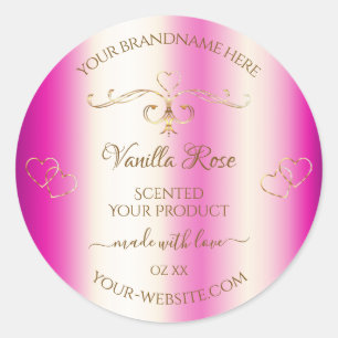 Adesivo Redondo Rótulo de produto do Ornamentado Dourado Rosa de l