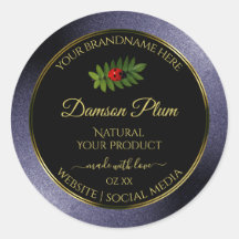 Rótulo de Produto Dourado Preto, Brilhante Azul Es