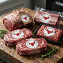 Adesivo Redondo Rótulo de Produto Empresarial de Carne Premium Fre
