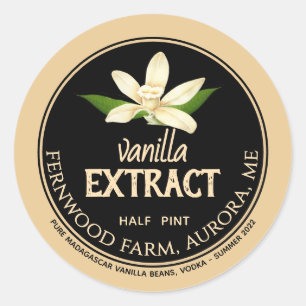 Adesivo Redondo Rótulo de produto Extrato de Vanilla Bean para pre